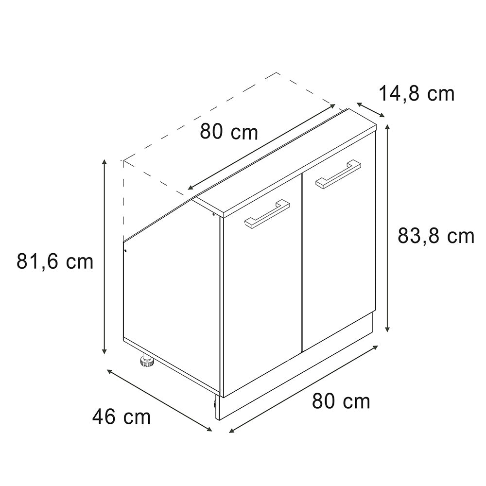Mobile sottotetto Rion Rovere artigianale/Rovere dorato con 2 porte Vicco