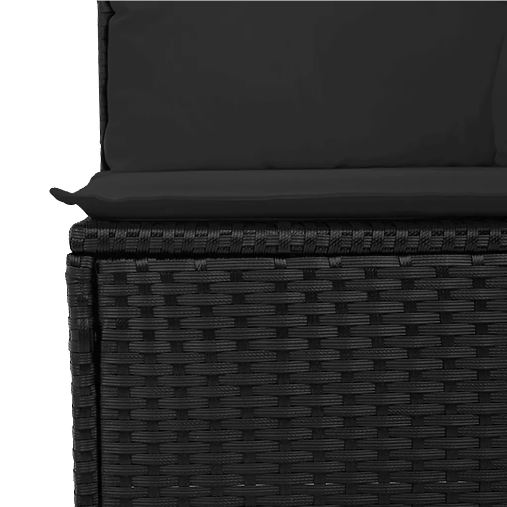 Set Divani da Giardino 4 pz con Cuscini Nero in Polyrattan 3224431