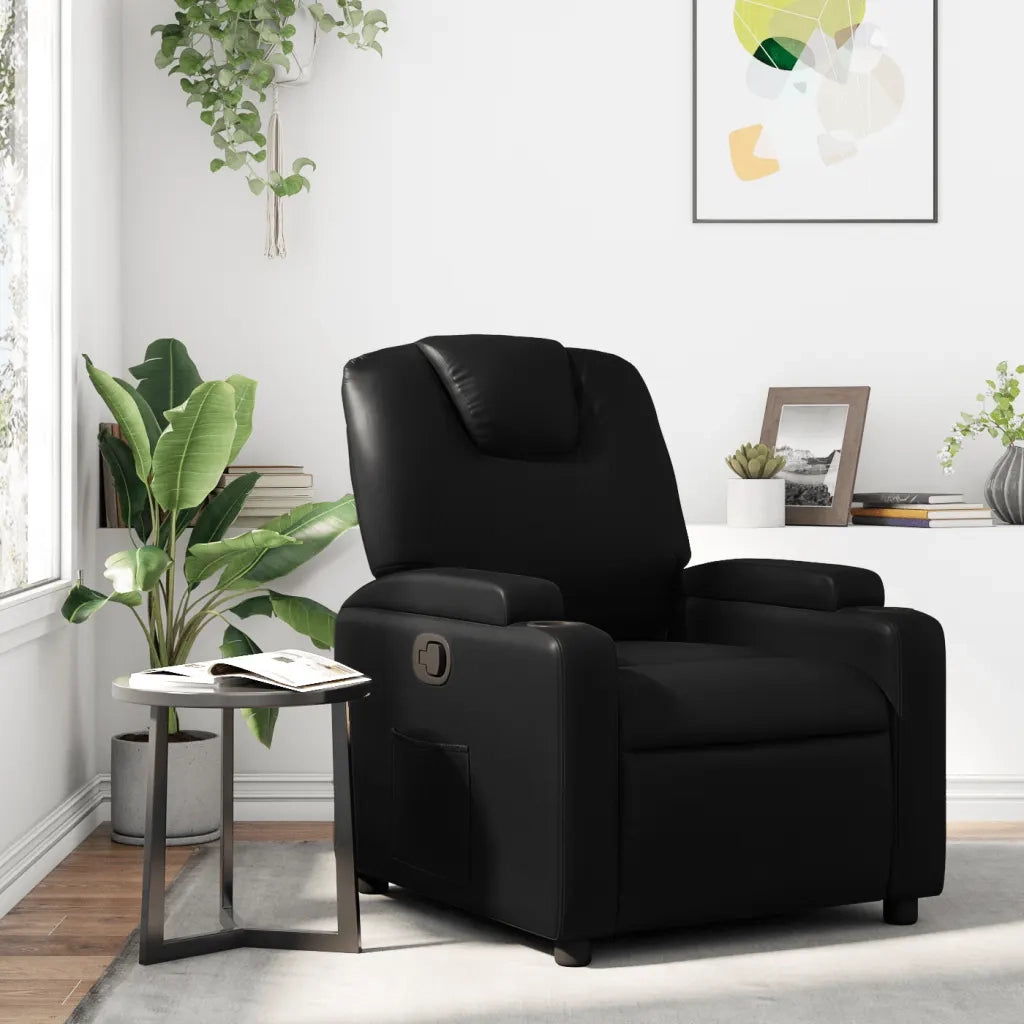 Poltrona reclinabile in Similpelle Nera 3205540