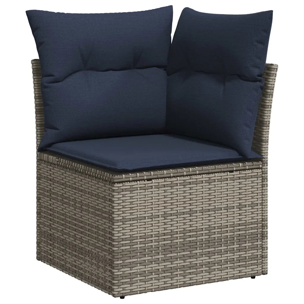 Set Divani da Giardino 10 pz con Cuscini in Polyrattan Grigio 3256047