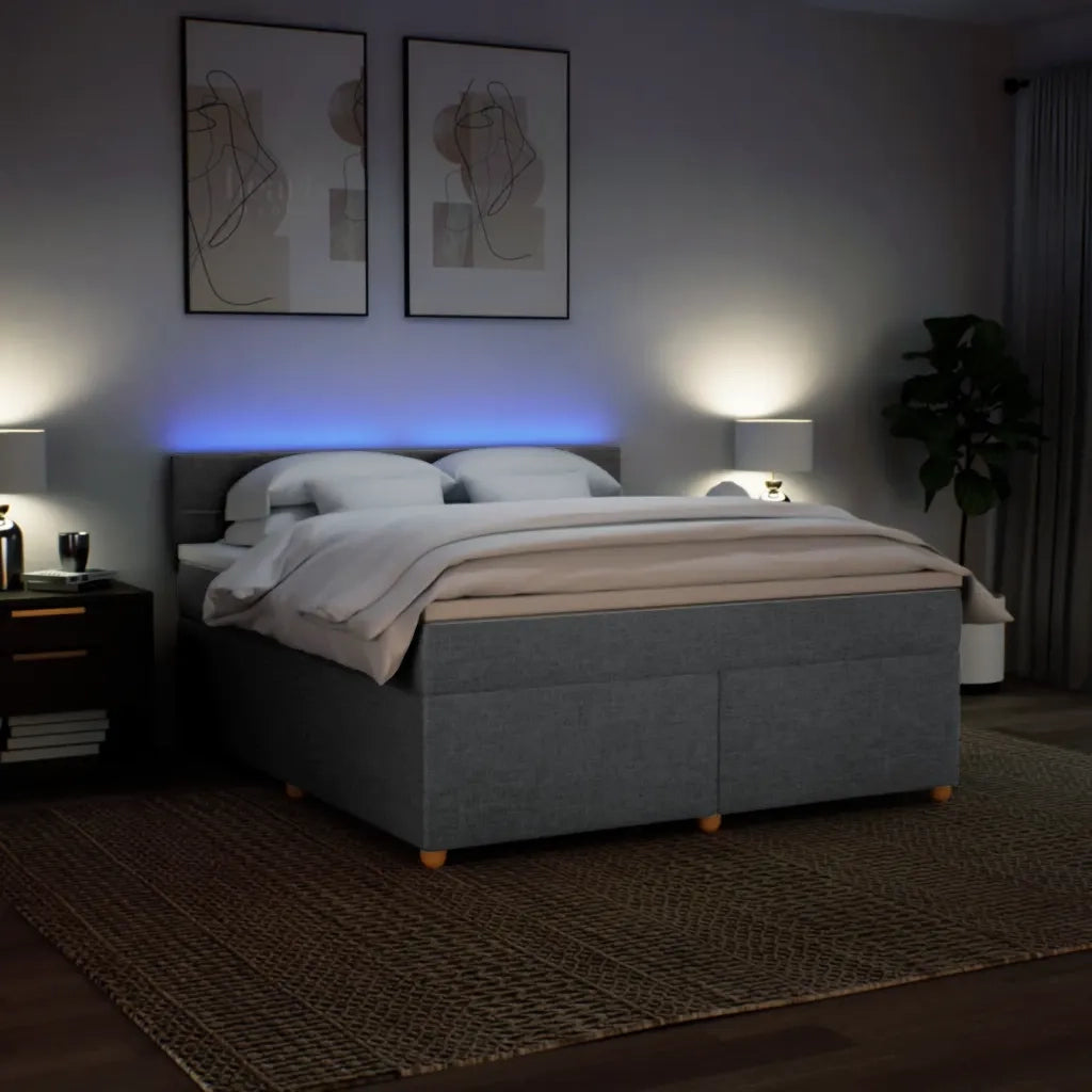 Giroletto a Molle con Materasso Grigio Chiaro180x200 cm Tessuto