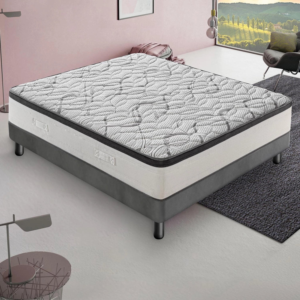 Materasso Piazza e Mezza 140x200 - In schiuma HR - Alta densità - Ortopedico - Rigidità H3 - Rivestimento CARBON DELUXE - Altezza 20 cm