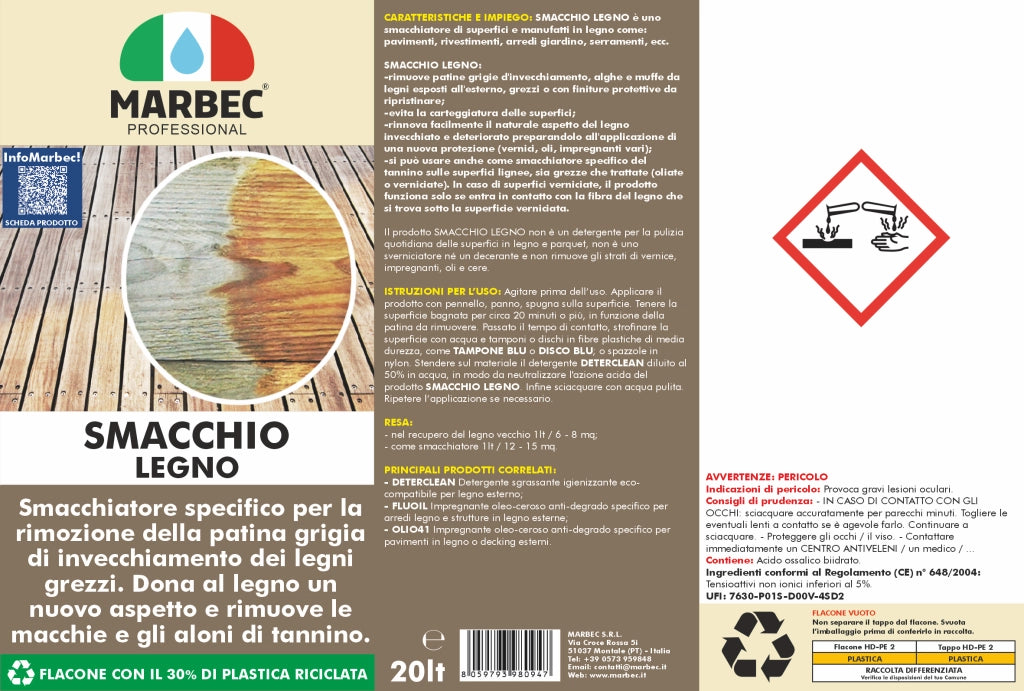 Smacchiare legno SMACCHIO LEGNO   20LT