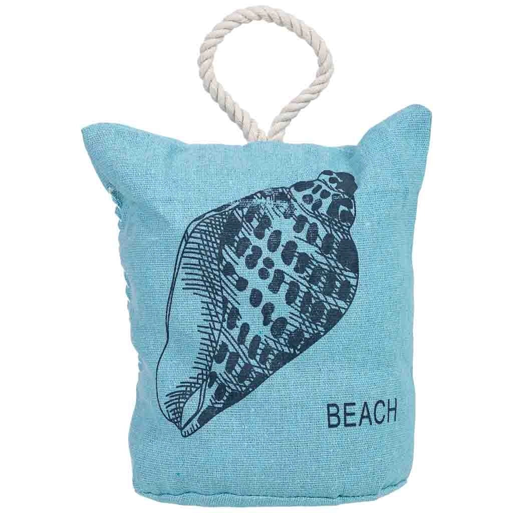 Fermaporta in cotone con conchiglia blu 12x12x25h cm