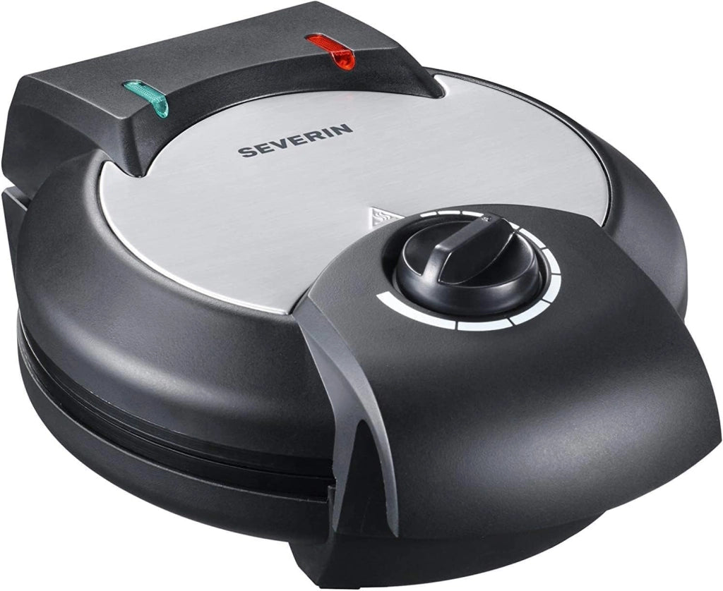 Severin macchina per waffel, con rivestimento antiaderente per waffle classici a forma di cuore, ferro per waffle a forma di cuore salvaspazio, potenza 1.300 w, nero/acciaio inox, wa 2103