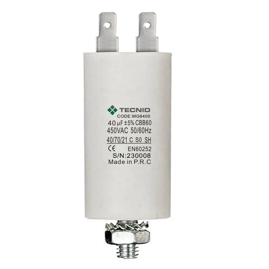 Condensatore di Spunto per Motori Elettrici 450V Capacità 40 µF