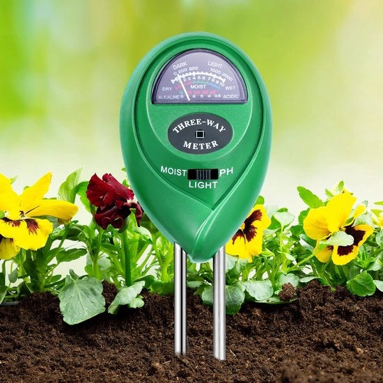 Termostato 3-in-1 per il terreno - Misuratore del pH, della luce e dell'umidità del terreno - Compatta e leggera - Per giardini interni ed esterni, prati e altro (Senza batterie)