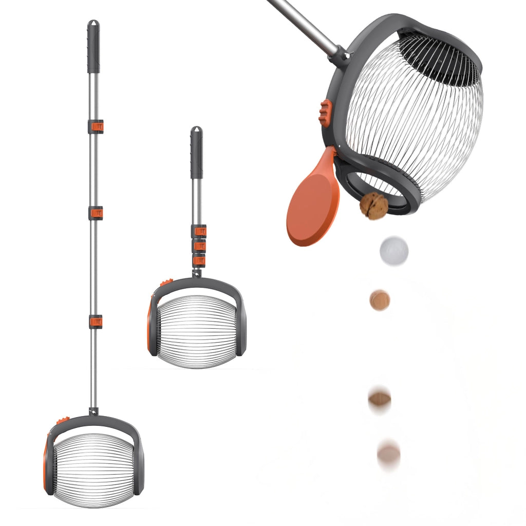 Bawang - Rullo Raccoglifrutta da 2 a 4 cm con Asta Telescopica in Acciaio per Frutta Nocciole Castagne e Oggetti
