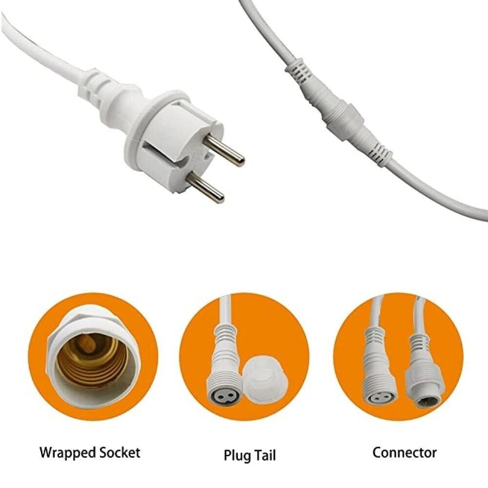 Trade Shop - Catena Luminosa Da Esterno Modulare 10 Lampadine E27 Cavo 10 Metri Ip65 Bianco -