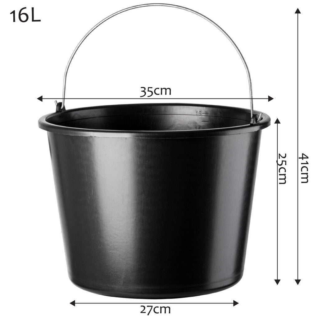 Secchio da costruzione KADAX da 16 litri, secchi in plastica resistenti per uso domestico e giardinaggio, confezione da 6 pezzi.
