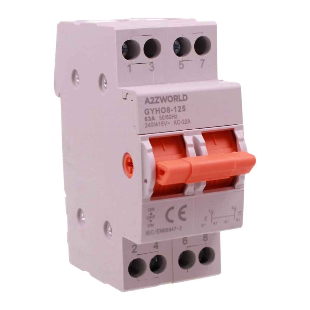 Commutatore di Rete Manuale I-0-II, 63A AC 220/380V, per Rete Principale e Alimentazione di Riserva, Disponibile 1P 2P 4P (2P)