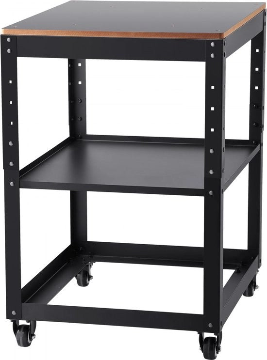 Tavolo di lavoro standard per schiacciapolvere in acciaio e MDF, dimensioni 70,3 × 60,3 × 90 cm, struttura base, massimo carico 45 kg, tavolo di lavoro regolabile in altezza, compatibile con la maggior parte delle macchine schiacciapolvere e seghe.