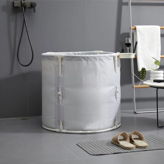 Bagno pieghevole per adulti e bambini - Bagno pieghevole - Bagno da sedere portatile - Copridoccia - Adatto come bagno con ghiaccio e bagno caldo - Bianco