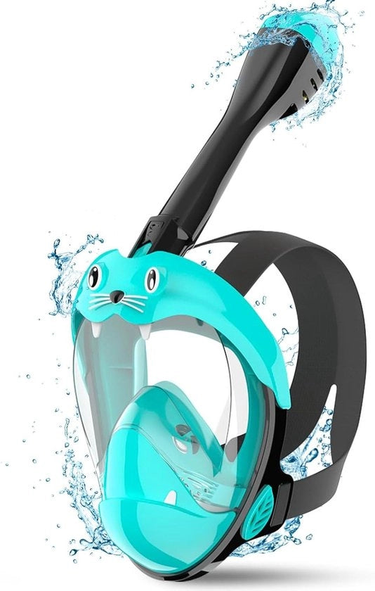 Maschera da snorkeling per bambini - Caricatura 180° visuale panoramica - HD-anti-condensazione - Respirazione senza sforzo
