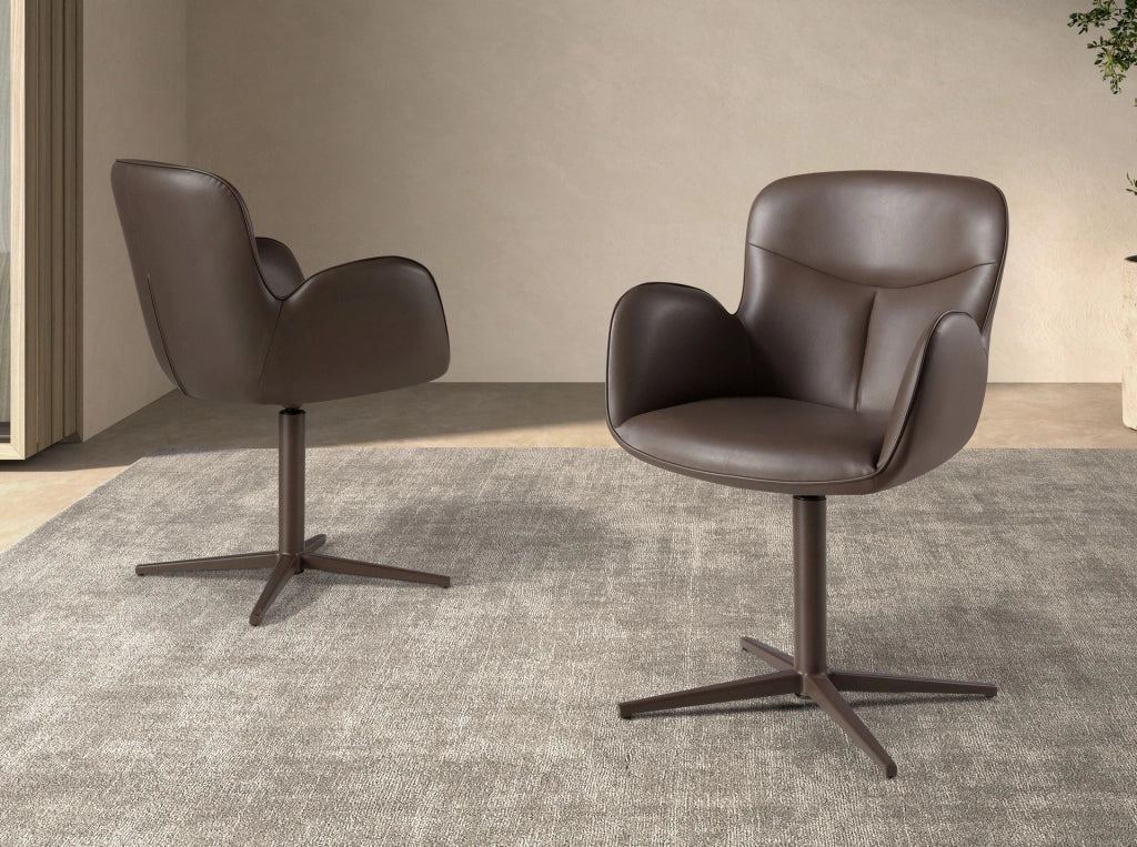 Sedia girevole in similpelle color marrone cioccolato