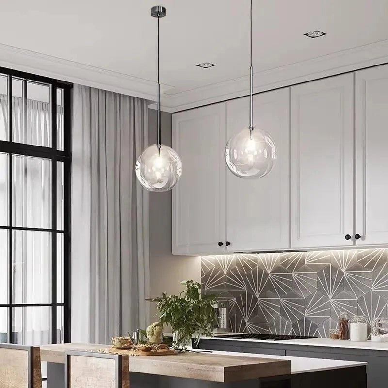 Lampada Da Soffitto A Sospensione Con Sfera Di Vetro 15cm APP1682-1CP