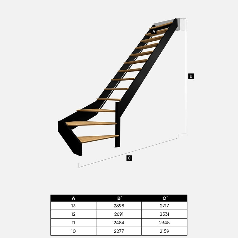 SPECTRA - Scala a chiocciola diritta con LED integrati, nera con balaustra