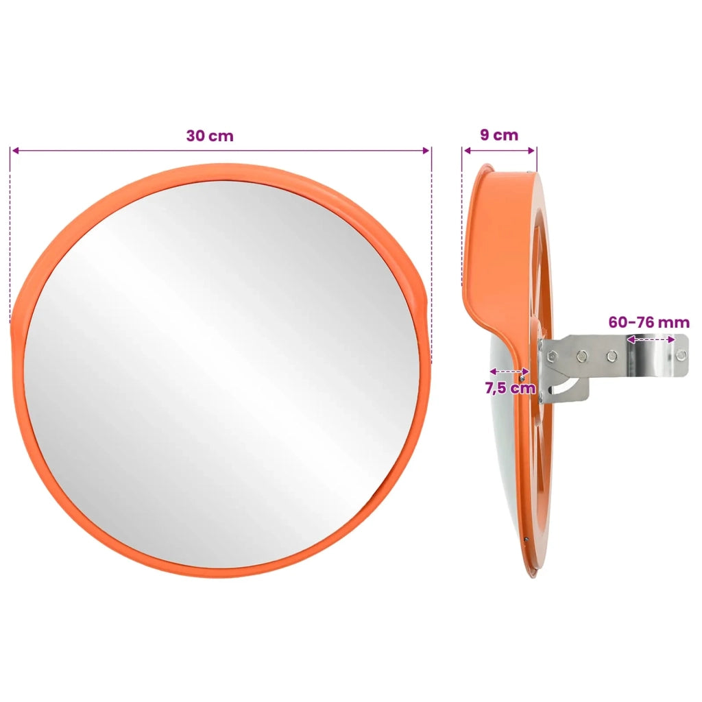 Specchio stradale convesso per esterni arancione Ø30 cm in policarbonato 153081
