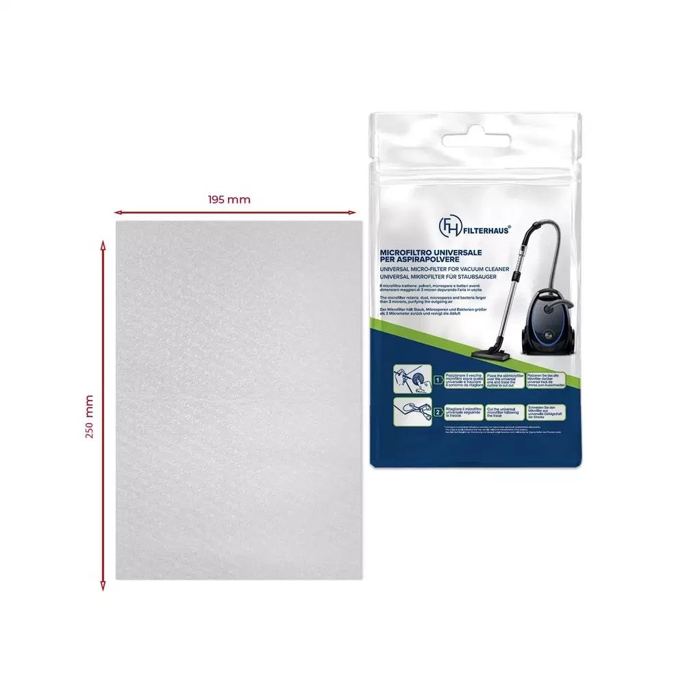 MICRO PANNO FILTRO ARIA RITAGLIABILE SU MISURA UNIVERSALE ASPIRAPOLVERE 195X250 - UNIVERSALE