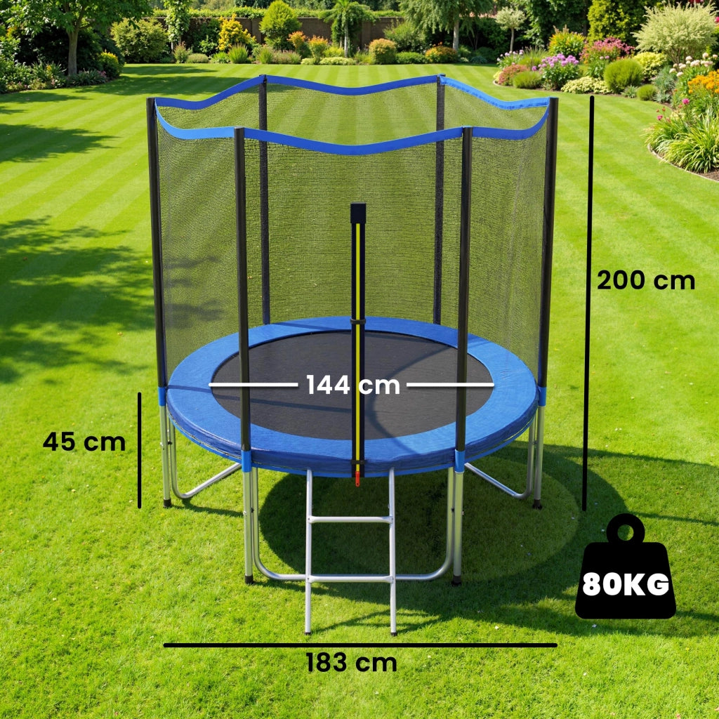 Trampolino Esterno per Bambini con Rete di Sicurezza e Scala ¨C Minimal ¨C ?183 cm Blu