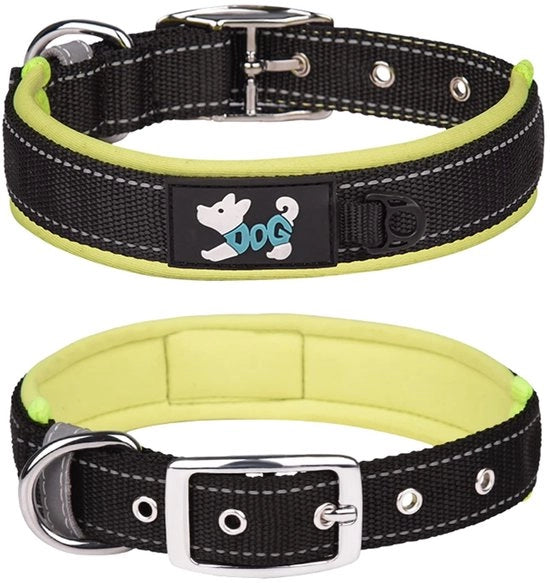 Cinturino per cane confortevole - Cinturino per cane regolabile - Materiale morbido e imbottito - Colore verde - Cinturino riflettente - Adatto per cani grandi - XL