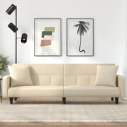 Divano Letto con Cuscini Crema in Tessuto 351878
