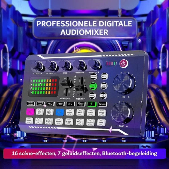Mixer Audio per Streaming Live, YouTube, PC, Studio di Registrazione e Giocattoli con Bluetooth Stereo F988