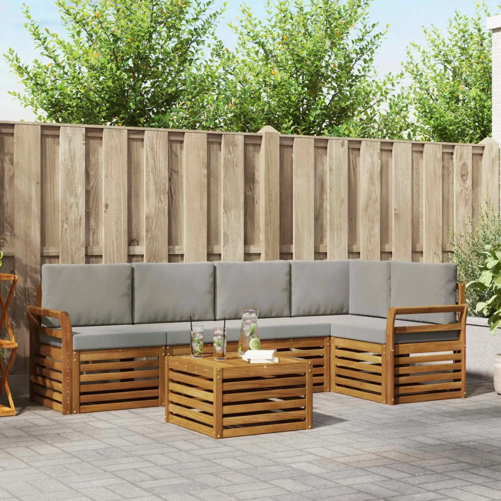 Set divano sezionale con cuscino 6 pcs Grigio Naturale e Chiaro 3374851
