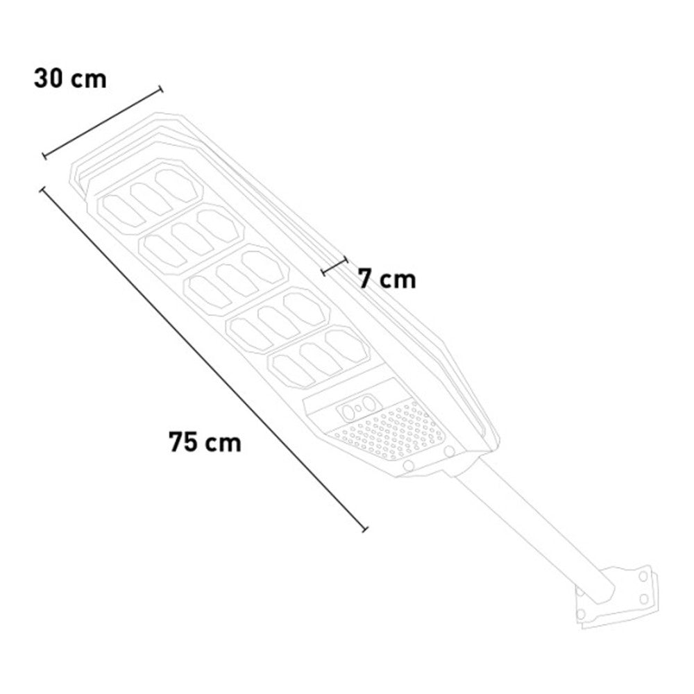 Trade Shop - Lampione Stradale Luce Energia Solare Led 300watt Sensore Pir Staffa Telecomando -