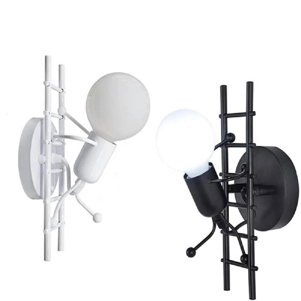 Trade Shop - Applique Da Parete Decorativo Forma Omino Sulla Scala In Metallo Attacco E27 Aq49 -