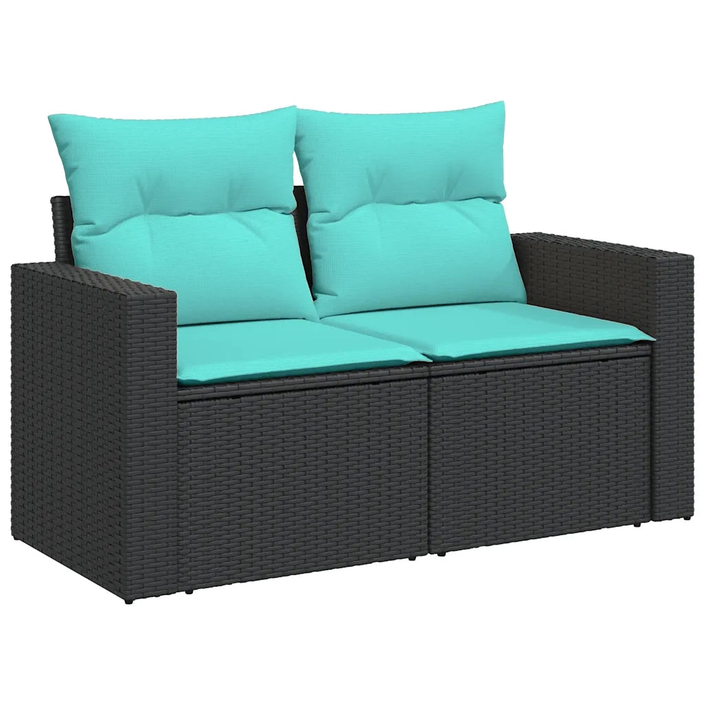 Set Divani da Giardino 9 pz con Cuscini Nero in Polyrattan 3219427