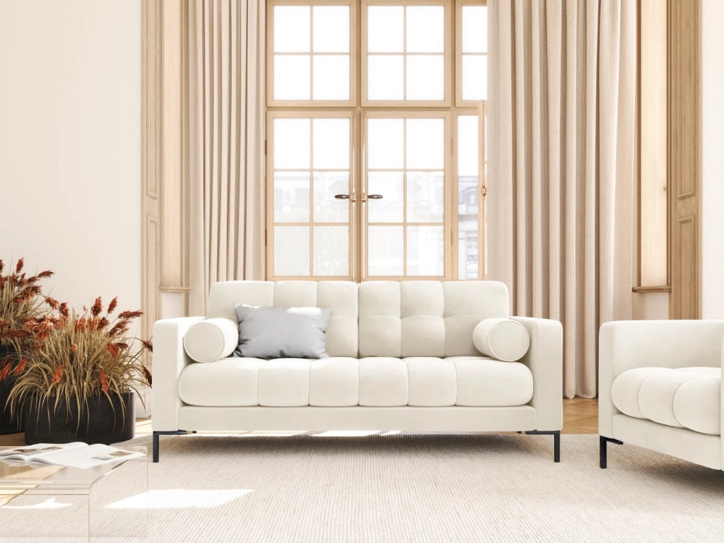 Cosmopolitan Design - Divano "Bali" 2 posti in velluto beige chiaro 