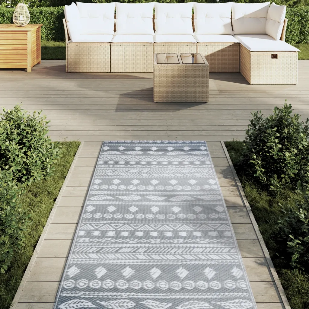 Tappeto da Esterni ARAKIL Grigio 80x250 cm in PP 316969