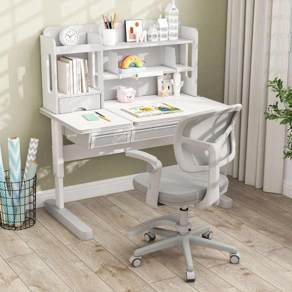 Sedia da studio con altezza regolabile da computer in rete, Sedia da scrivania per bambini ruote universali Grigio-Tavoli e sedie