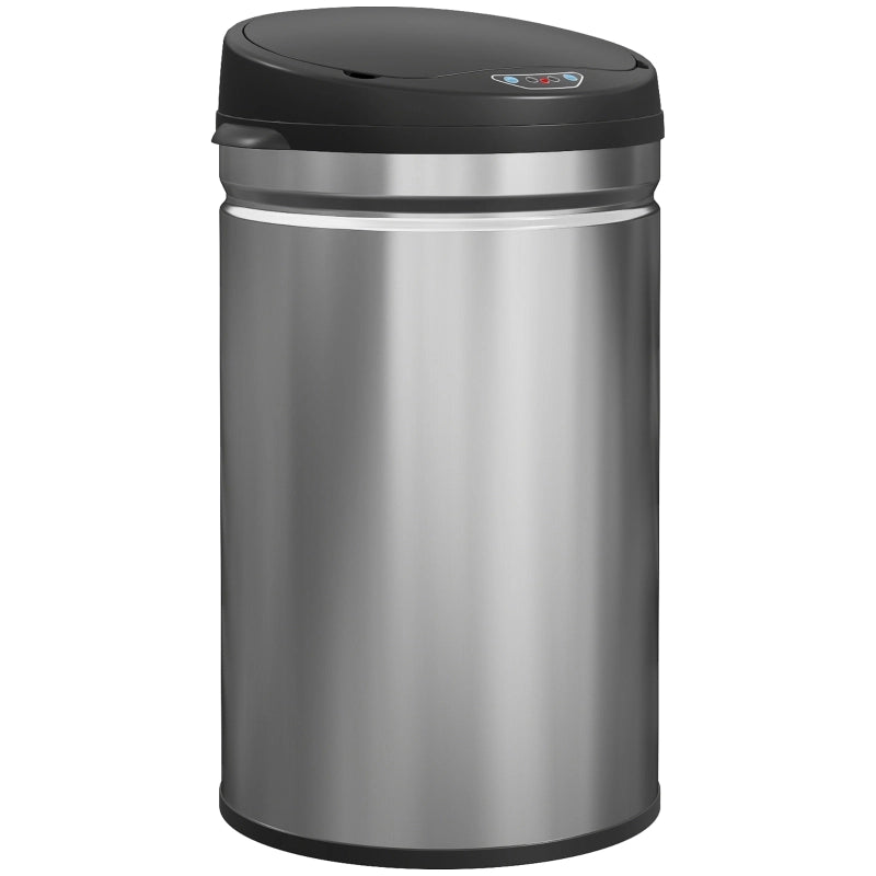 Cestino per rifiuti da 30 litri con sensore di apertura e chiusura ammortizzata, in acciaio inox, senza contatto, per cucine igieniche.