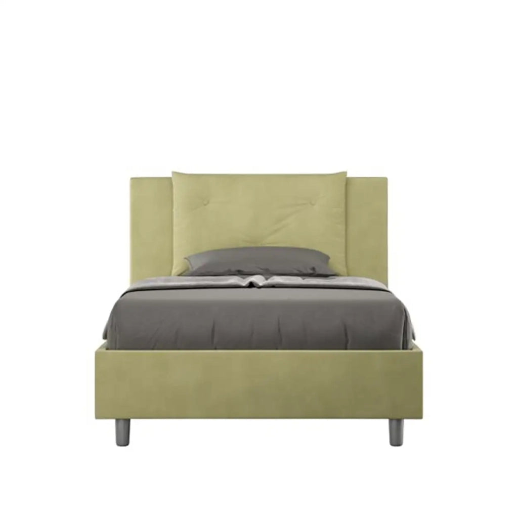 Letto una piazza e mezza senza rete imbottito 120x190 microfibra tè verde Appia