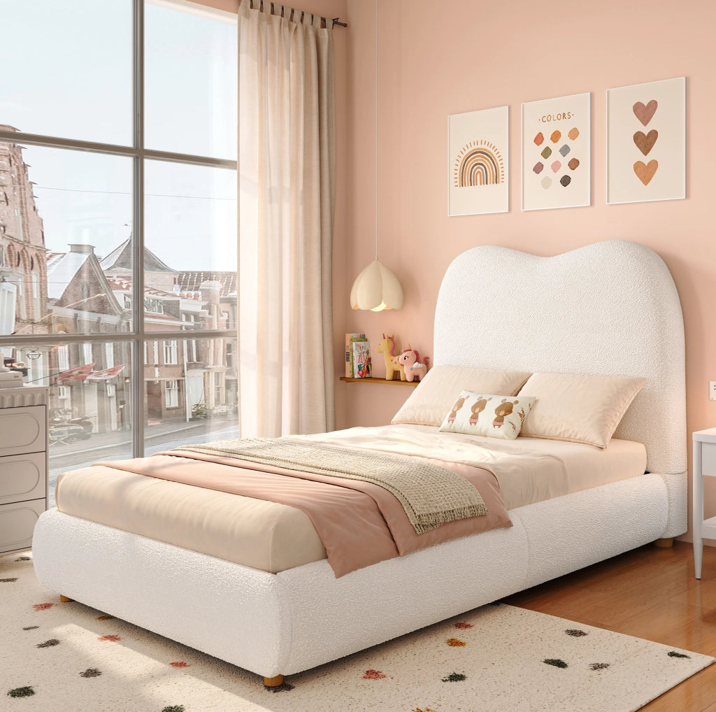 Letto imbottito per bambini 90x200 cm con contenitore e rete a doghe
