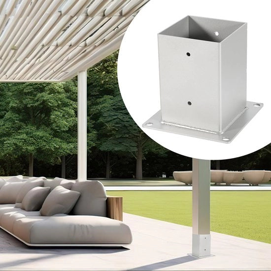Supporto per palo da fissare con viti 100 × 100 mm, set da 8, accessorio per palo, fissaggio con viti, altezza 150 mm