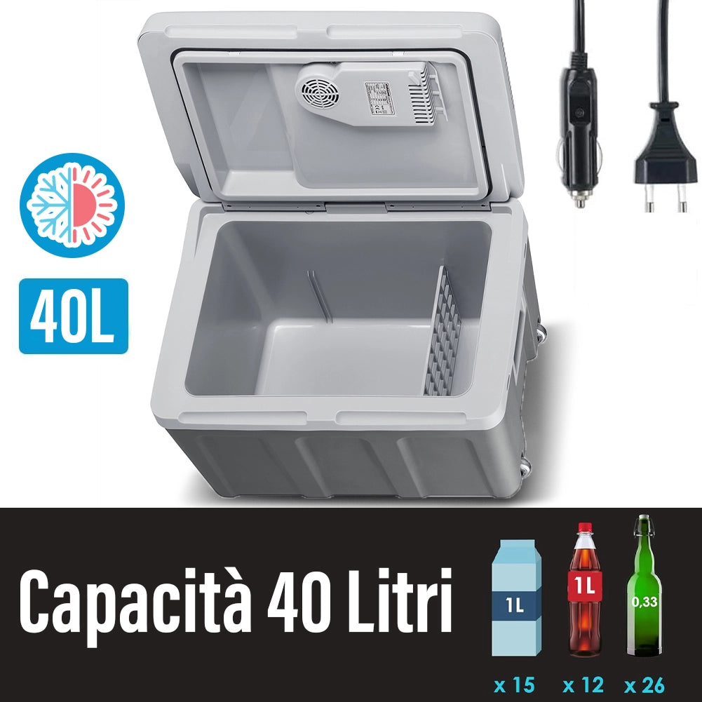 Frigorifero Elettrico Portatile 40L Caldo/Freddo Grigio Spina 230V e 12V Grigio