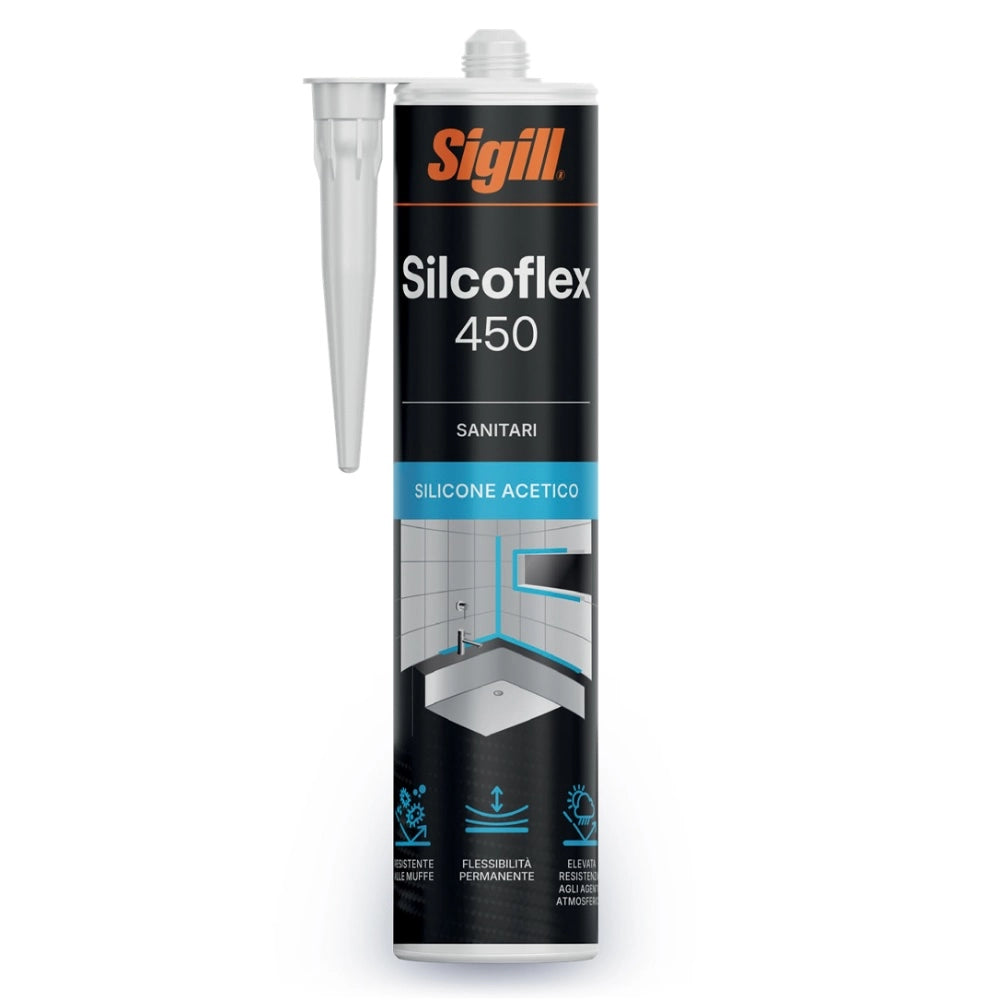 sigill silcoflex 450 sigillante monocomponente resistente alle muffe 280 ml *** colore- bianco, confezione 1