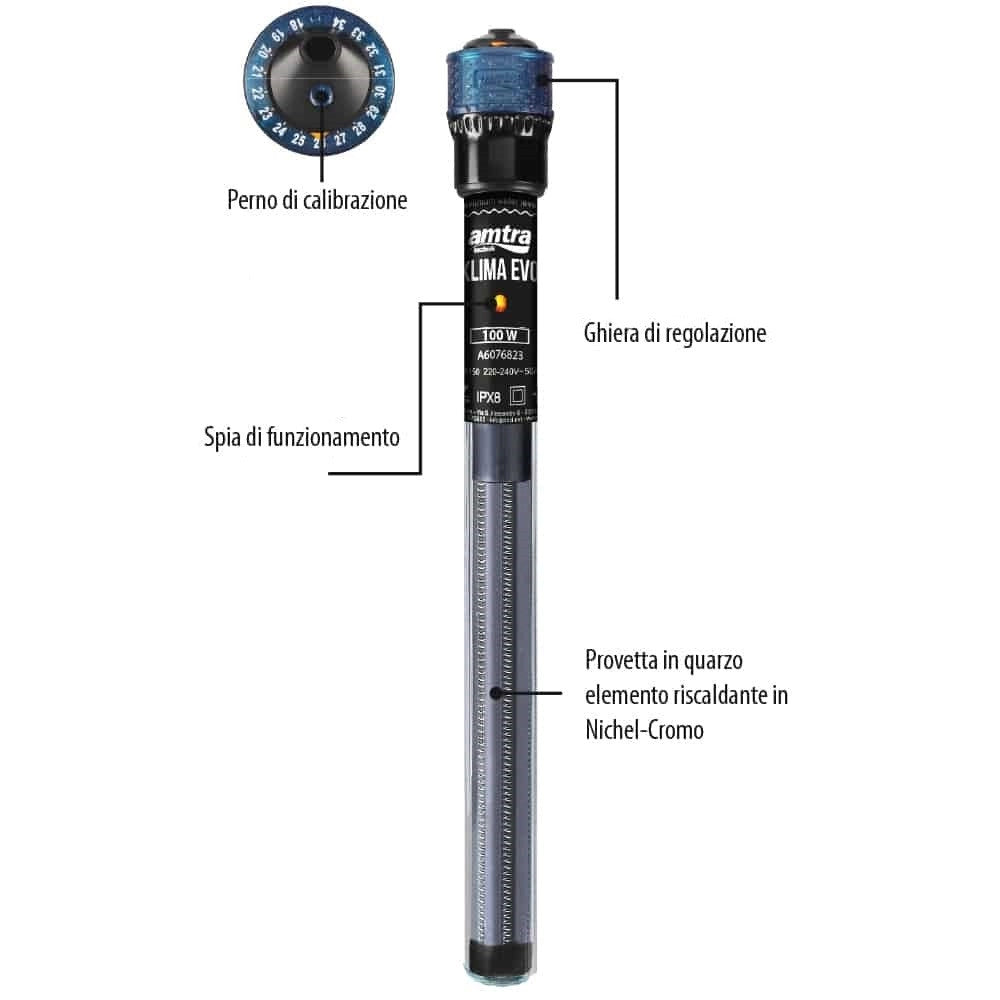 Amtra Klima Evo 200w - riscaldatore automatico per acquari