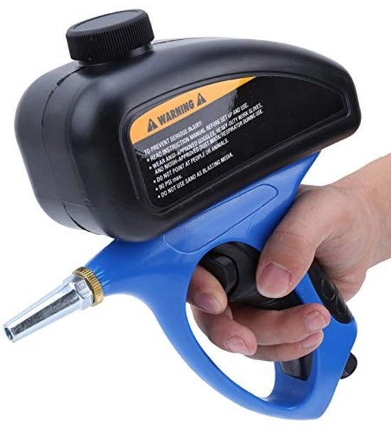 Macchina a spruzzo di sabbia professionale manuale - Manubrio antiscivolo - Alimentazione a gravità - Bomba di sabbia portatile - 20,5 x 24 cm - Spruzzo di sabbia efficiente - Bomba di sabbia portatile