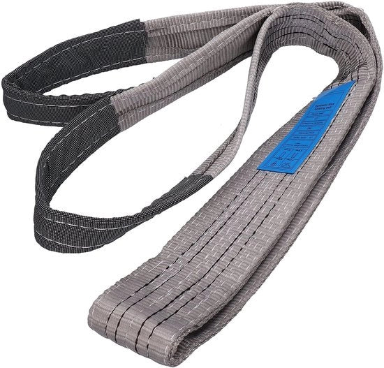 Cinturone di sollevamento alta resistenza - Materiale PES - Cinturone di sollevamento piatto - 4T bassa potenza - Lunghezza estesa - Durata resistente all'usura - Maniglia portatile