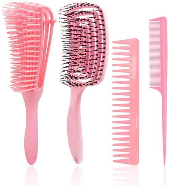 Spazzola Antiscivolo per Capelli - Tampone Largo per Capelli Ricci - Progettazione Ergonomica - Leggerezza - Durata - Tasche per Trucco in Stile - Spazzola