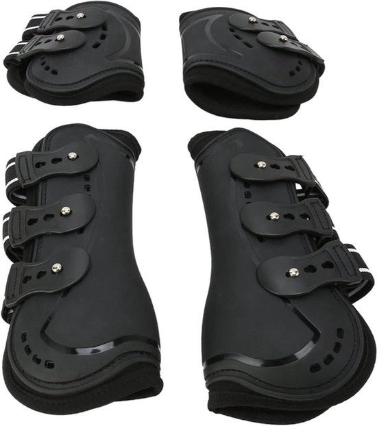 Laarzen percorrenti per cavalli - Laarzen per corsetto posteriore per cavalli - Assorbimento dello shock - Cappotto in PU - Protezione per staffe di protezione per cavalli - Laarzen per cavalli da sella - Equitazione - Salto