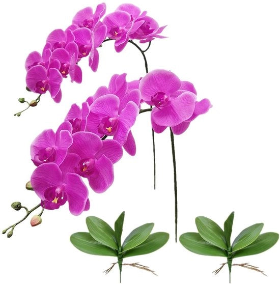 Steli di Orchidea Artificiale - Simulazione del Contatto Reale - 42 Pollici di Lunghezza - Fiori Porpora - Ideale per Matrimoni e Decorazione di Casa