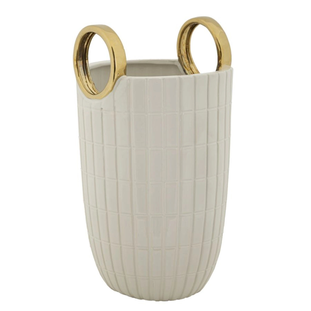 Vaso Decorativo VKH648, Bianco, Ceramica, 18x18x25 cm