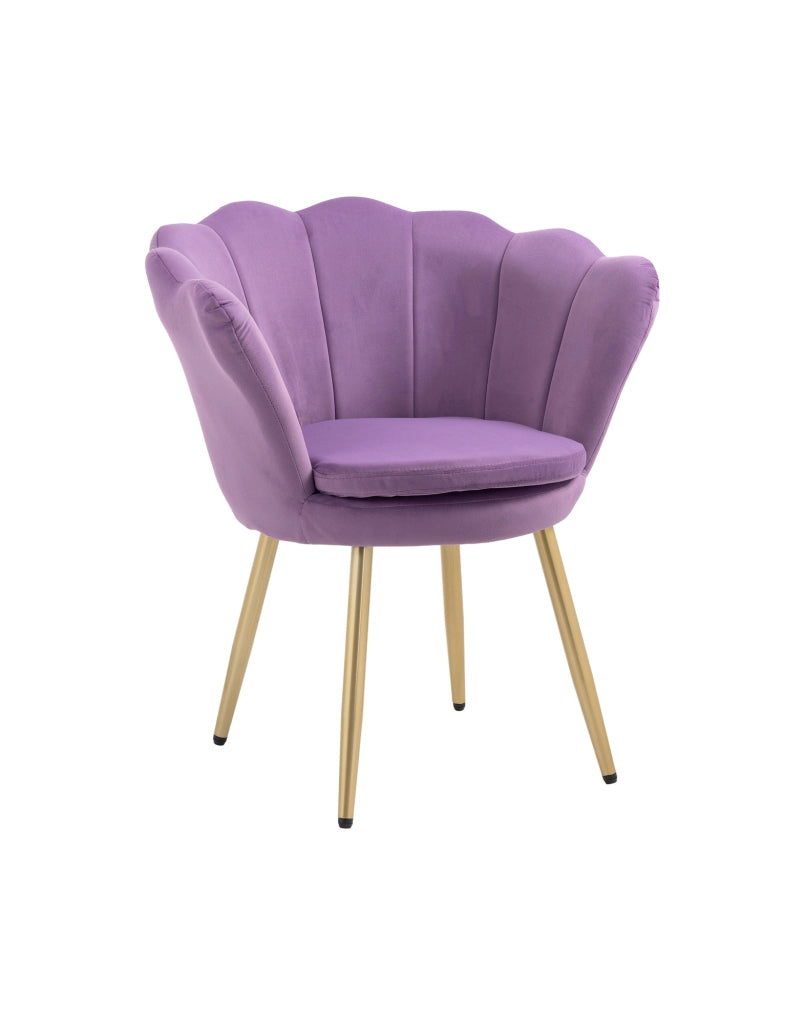 Poltrona Conchiglia Camera da Letto in Velluto Design Moderno Maddina Violetto