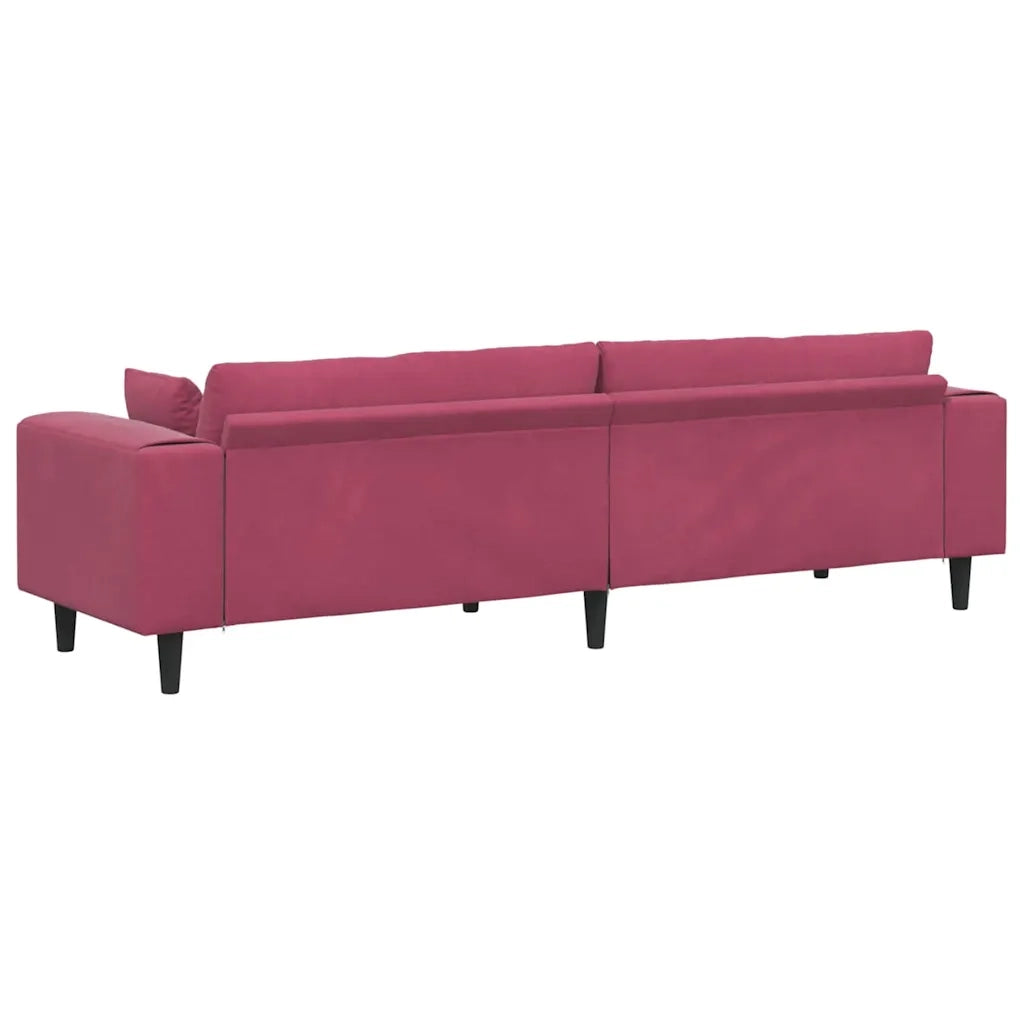Divano Rosso Vino 250 x 77 x 76 cm Velluto 3335157