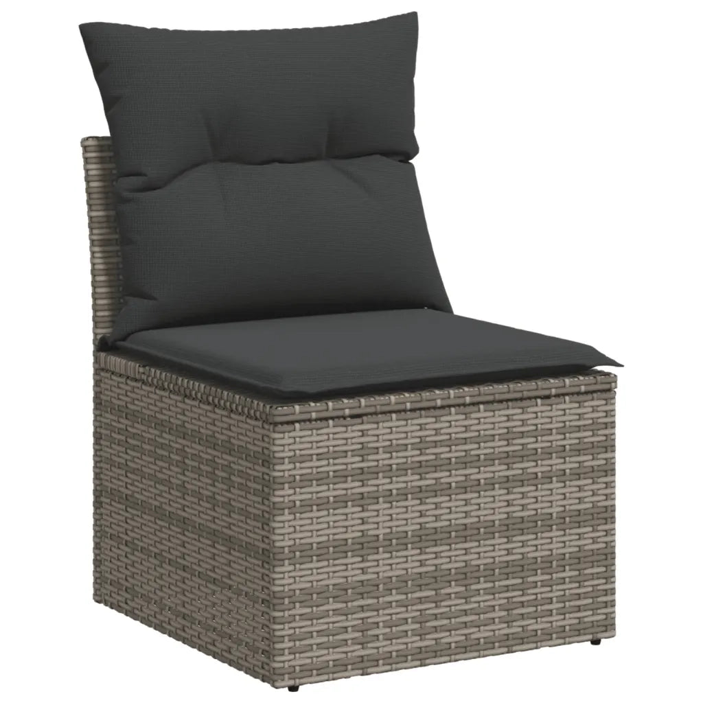 Set Divani da Giardino 11 pz con Cuscini in Polyrattan Grigio 3256641
